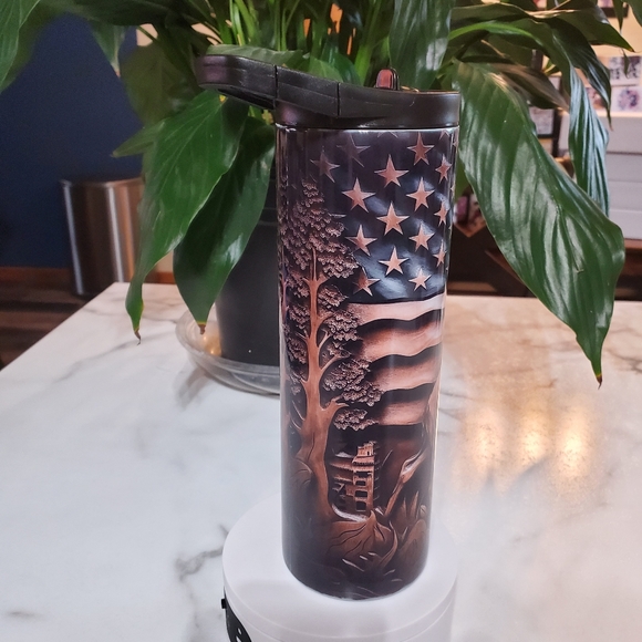 3D Deer with American Flag 20oz Tumbler with duo lids 🎉sale - Picture 9 of 10